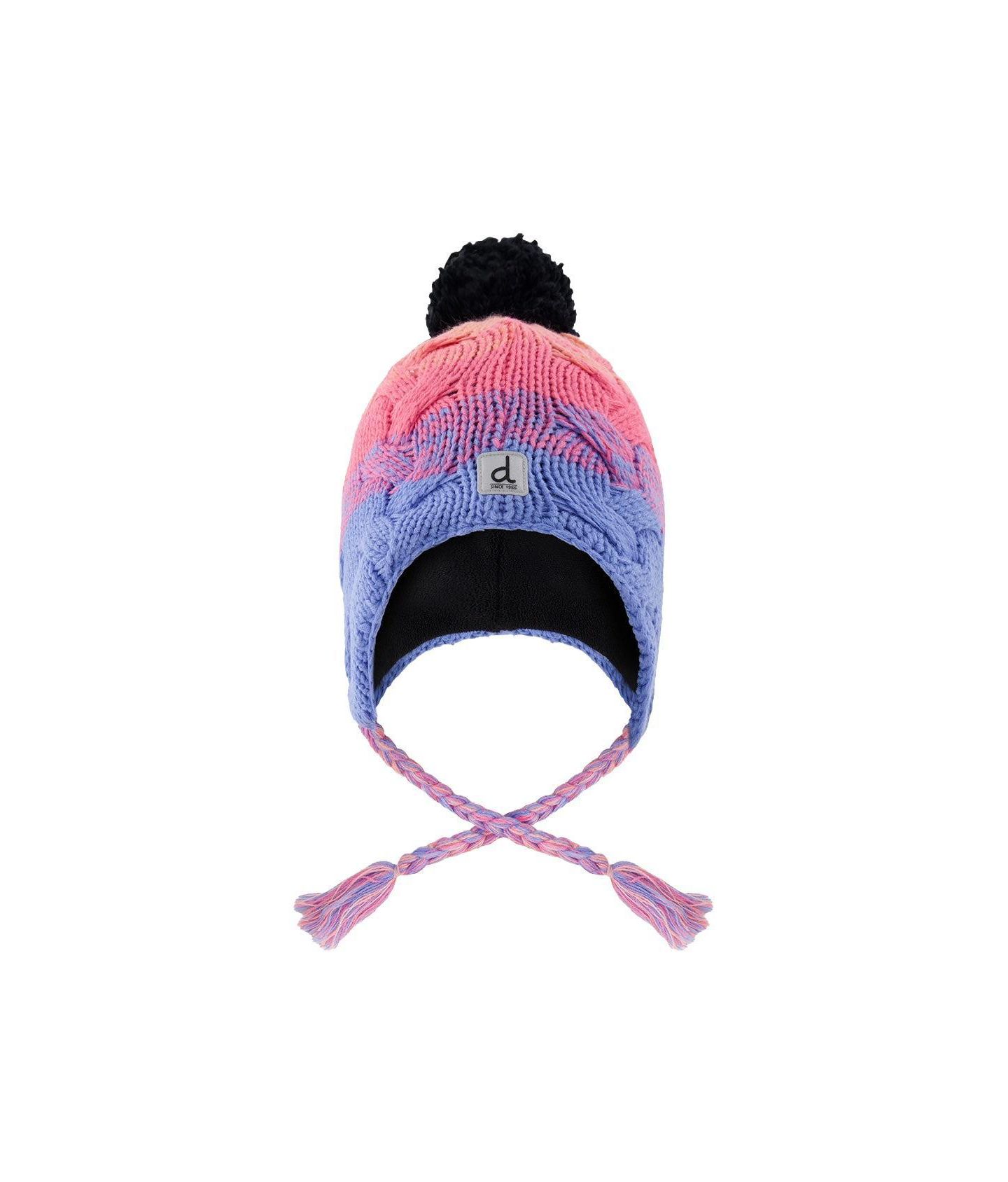 Шапка Deux par Deux Winter Peruvian Knit Hat with Pompom для девочек, цвет: Синий / Розовый — фото 1