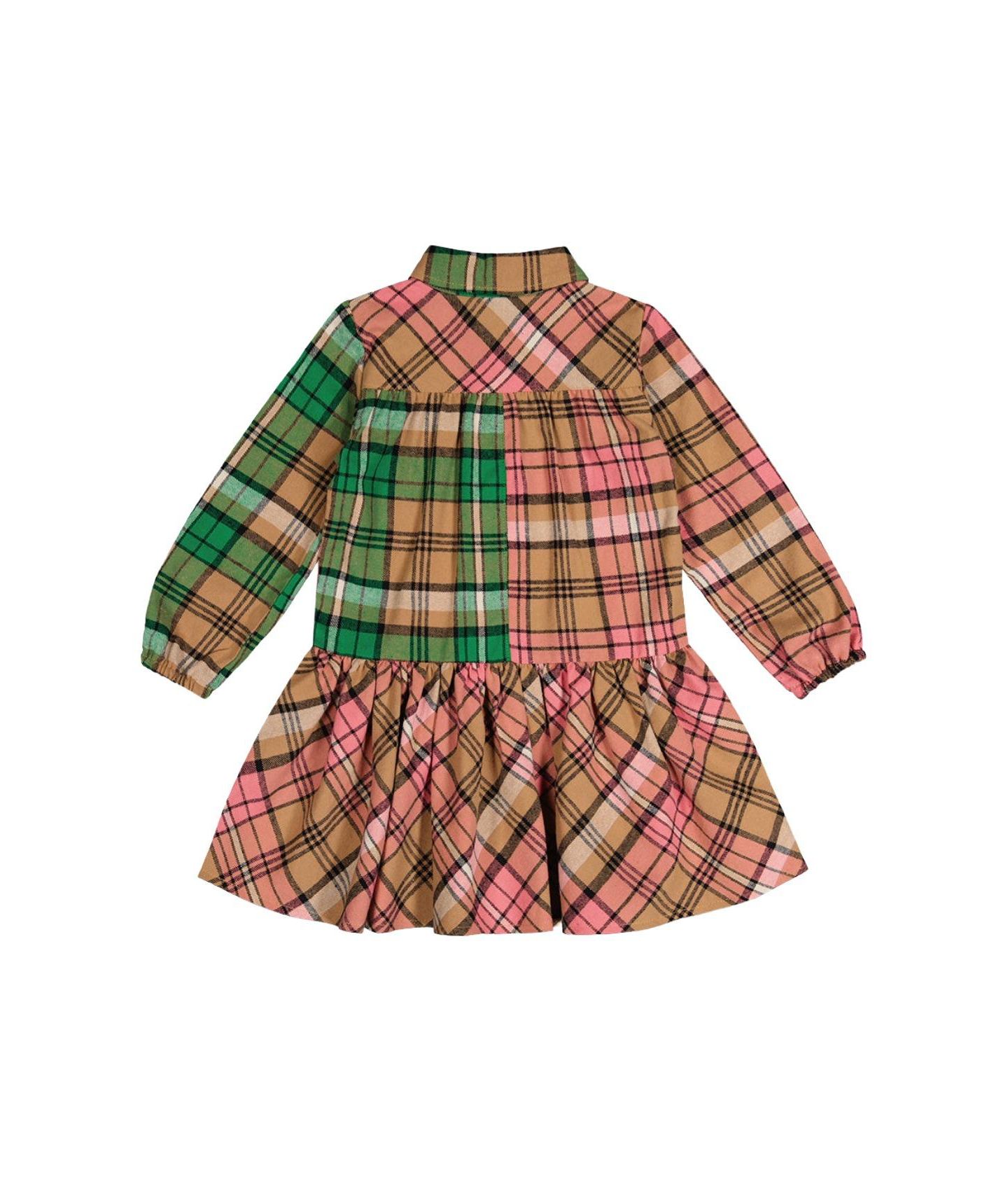 Платья Deux par Deux Shirt Plaid Dress для девочек, цвет: Розовый / Зелёный — фото 5