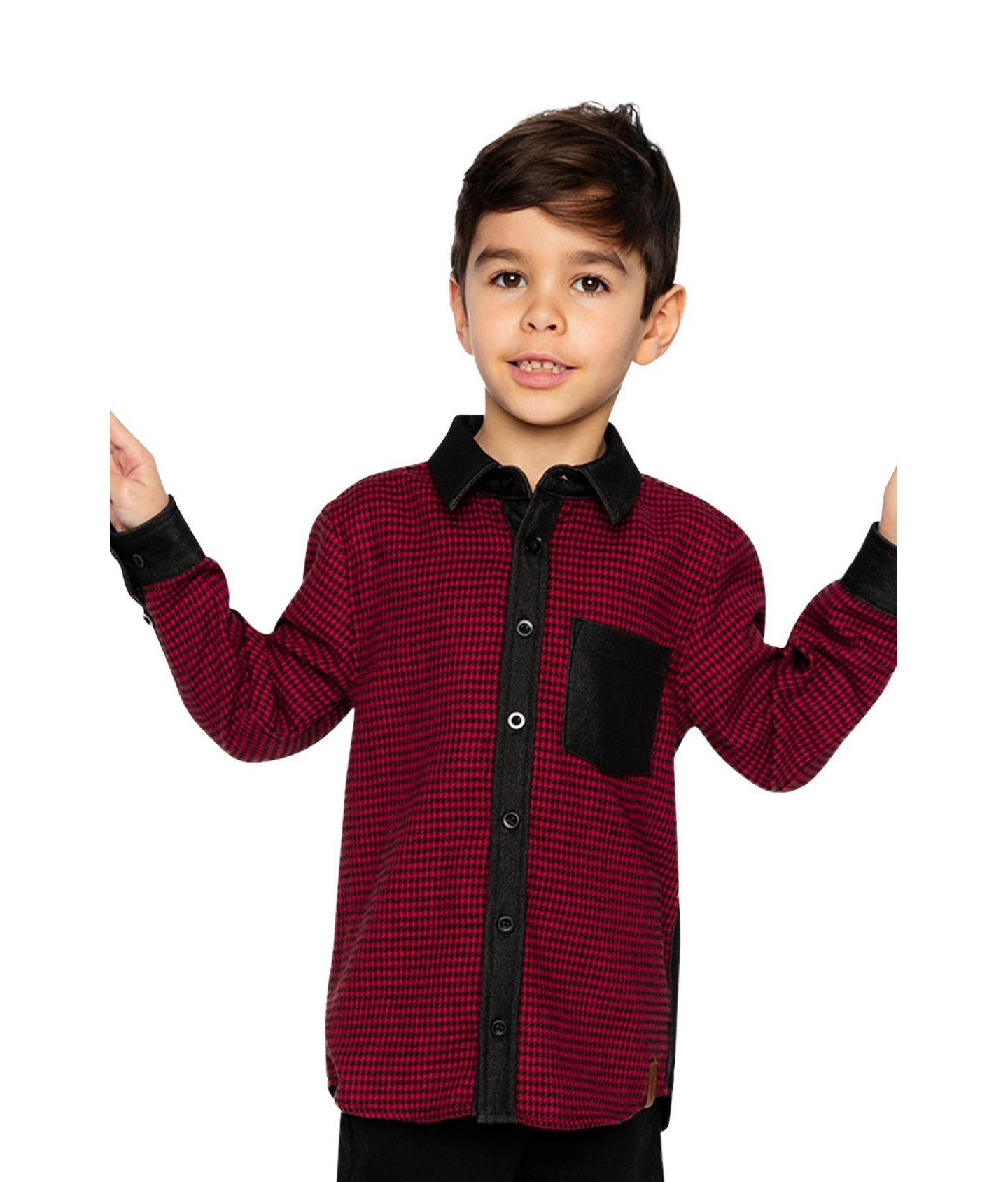 Рубашка Deux par Deux Button Down Shirt для мальчиков, цвет: Чёрный / Красный — фото 2