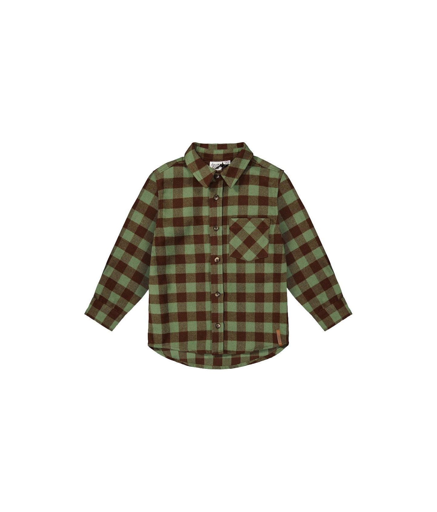 Рубашка Deux par Deux Brushed Flannel Shirt для мальчиков-малышей, цвет: Зелёный / Коричневый — фото 1
