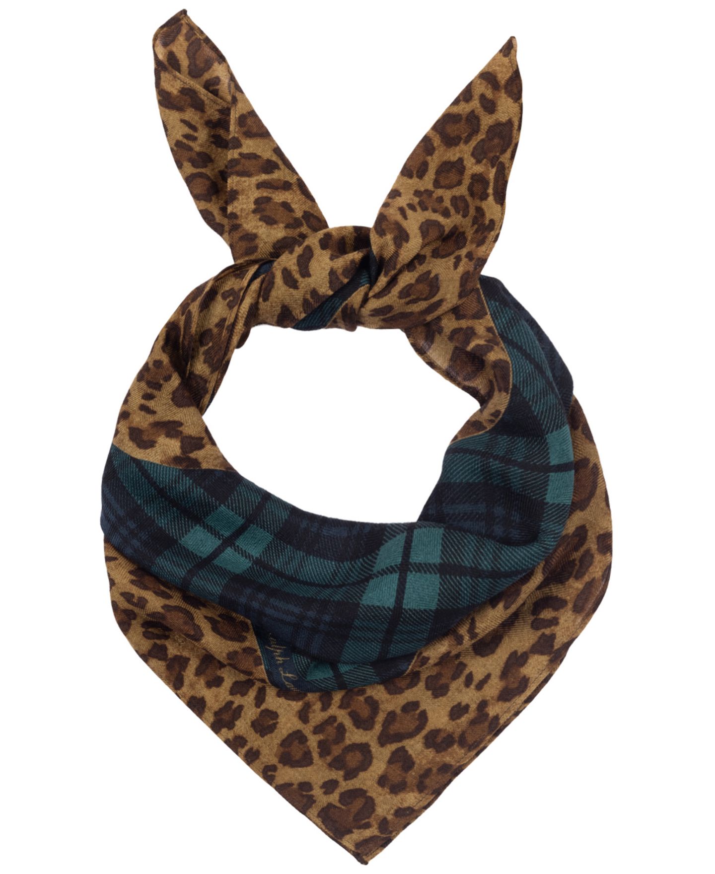 Женский шарф Lauren Ralph Lauren Plaid Animal Small Square, цвет: Blackwatch — фото 2