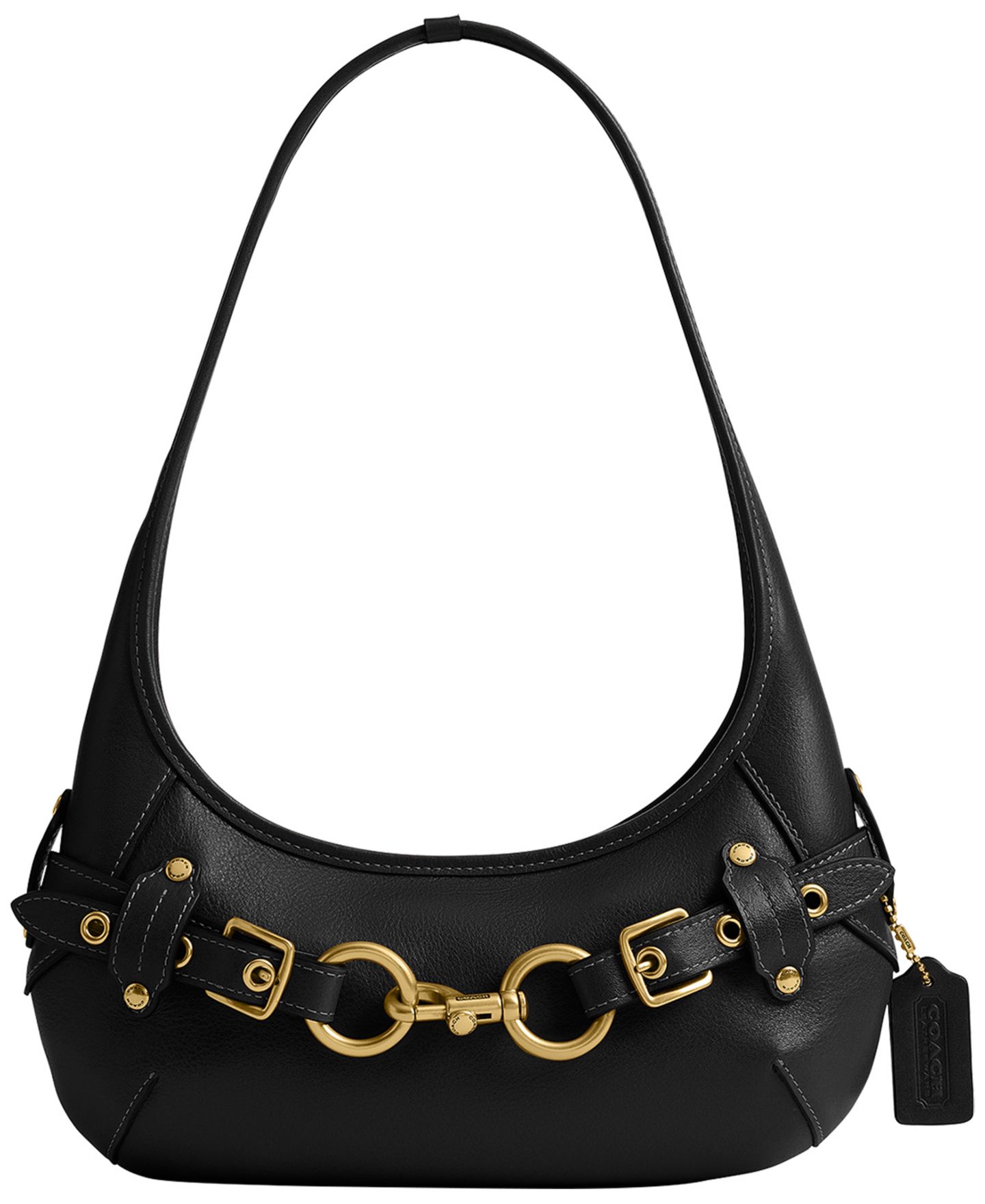Женская сумка COACH Belted Ergo Small Leather Shoulder Handbag 26, цвет: Латунный / Чёрный — фото 1