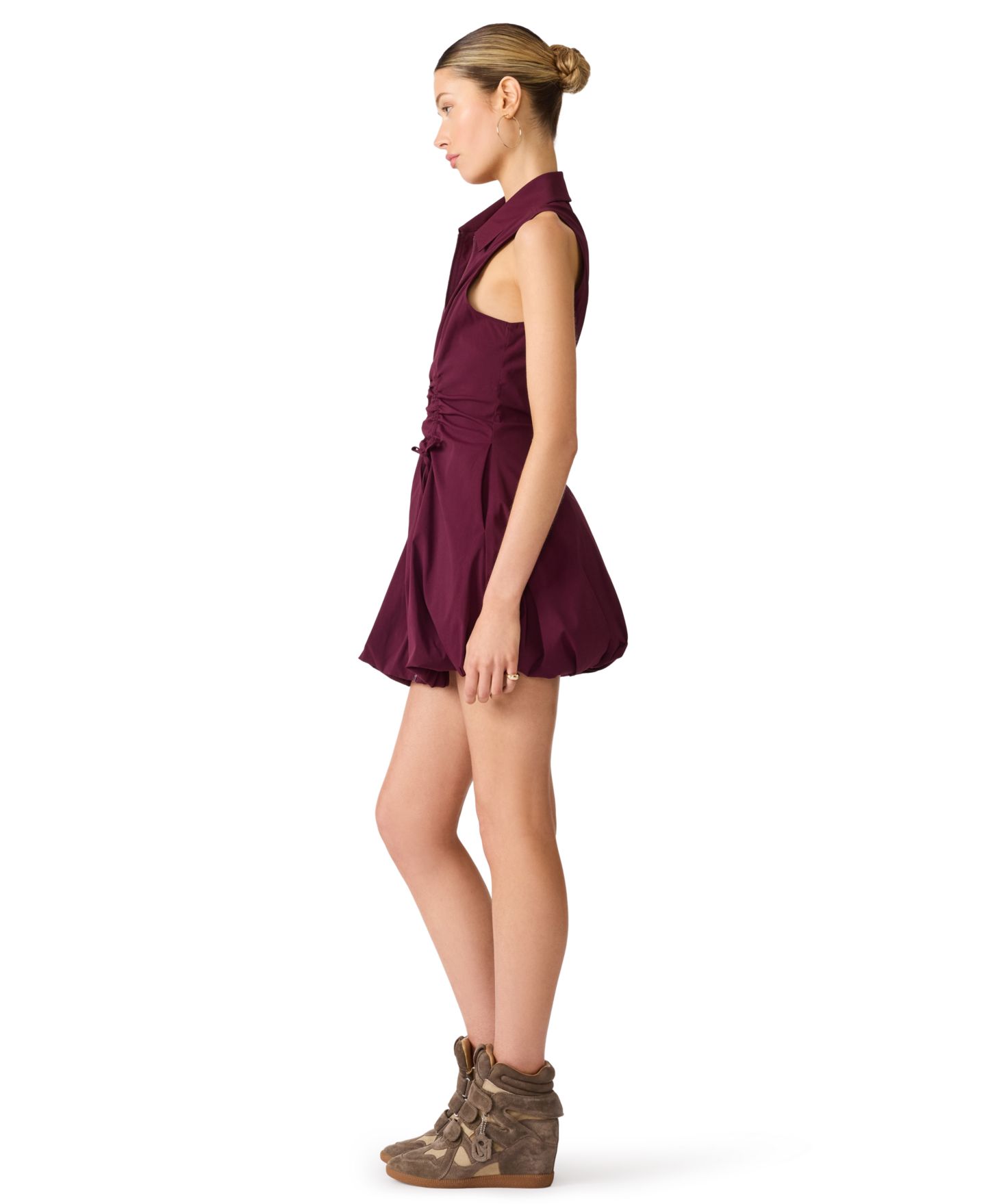 Женское платье Steve Madden Daisie Mini Zip-Front, цвет: Глубокий инжирный — фото 3