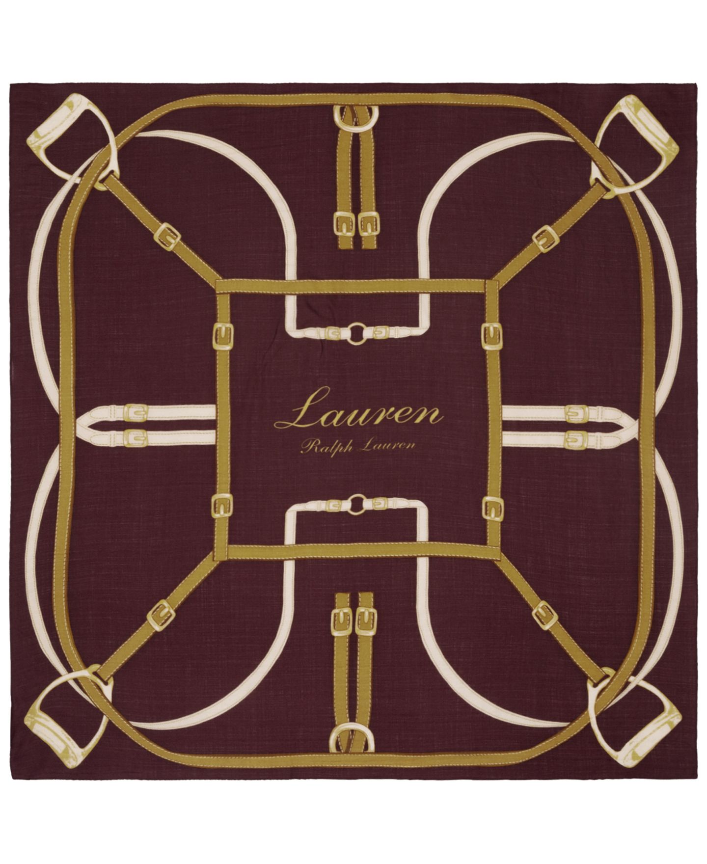 Женский шарф Lauren Ralph Lauren Belting Large Square, цвет: Тёмный гранатовый — фото 1