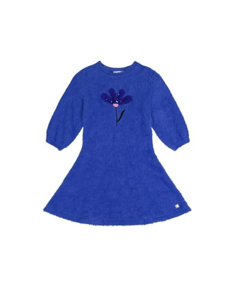Платье Deux par Deux Hairy Knitted Dress для девочек-малышей, цвет: Королевский синий