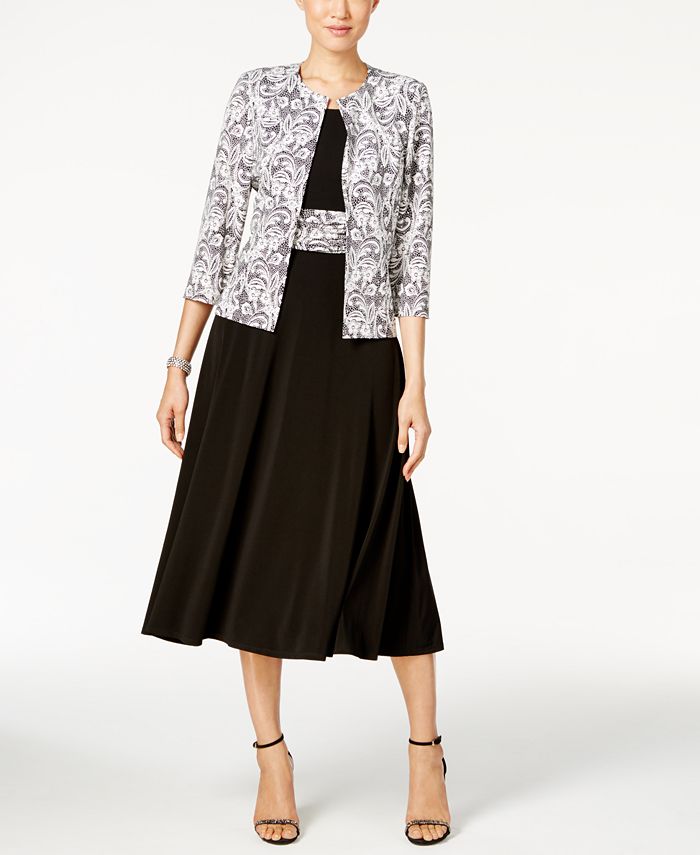 Jessica Howard Midi Dress & Lace-Print Jacket - Macy's