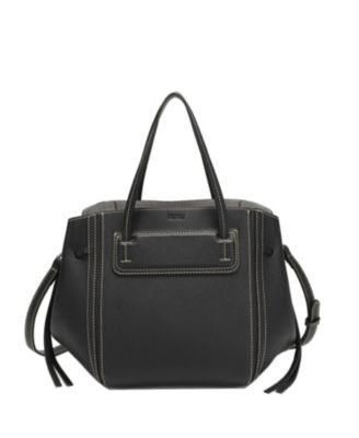 Hadley Leather Tote Bag Structured Shoulder Purse Minimalist Convertible Crossbody with Top Handles