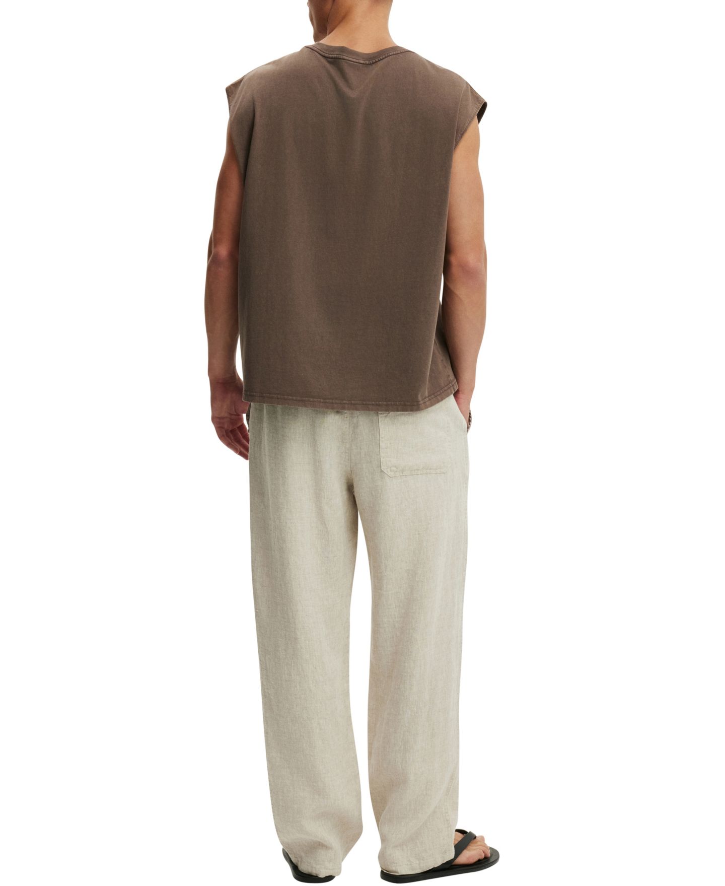 Мужские брюки COTTON ON Baggy Worker Linen Relaxed-Fit, цвет: Бежевый — фото 2