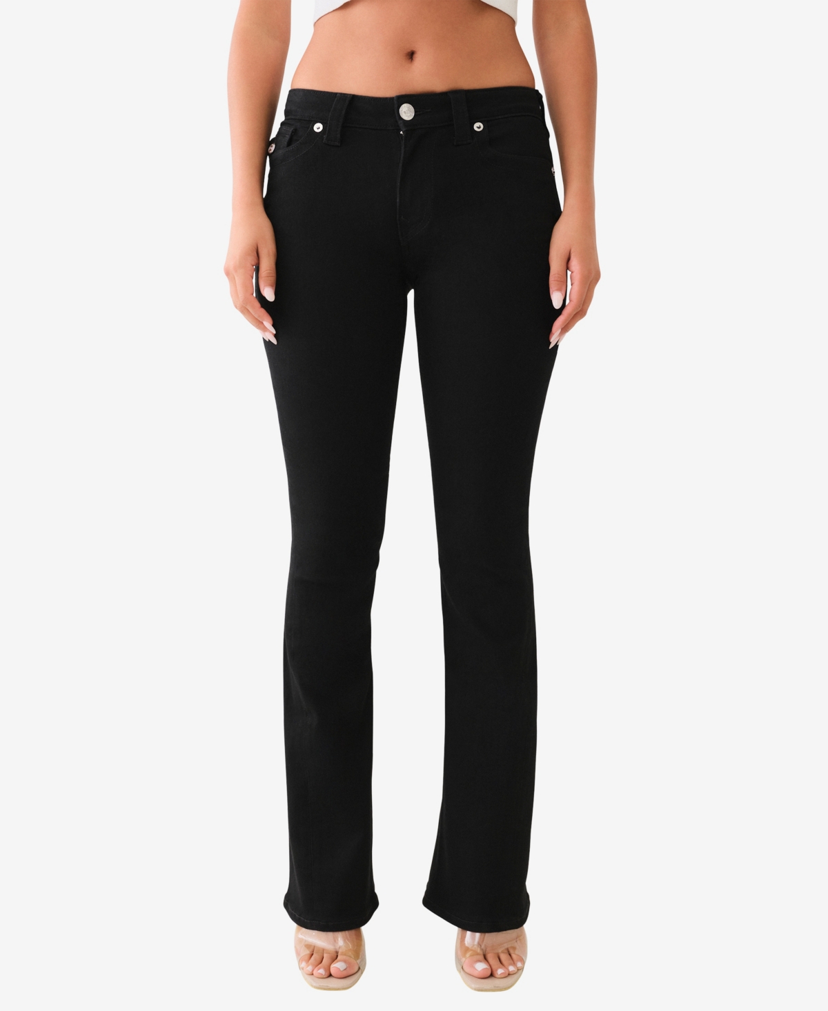 True Religion Women's Joey Mid-rise Flare Flap Jeans In Black Rinse