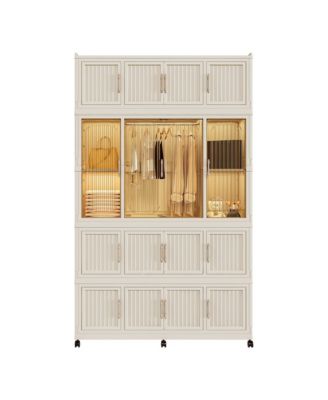 77" Tall Portable Wardrobe - 17-Cube Modular Closet Organizer with Hanging Rod