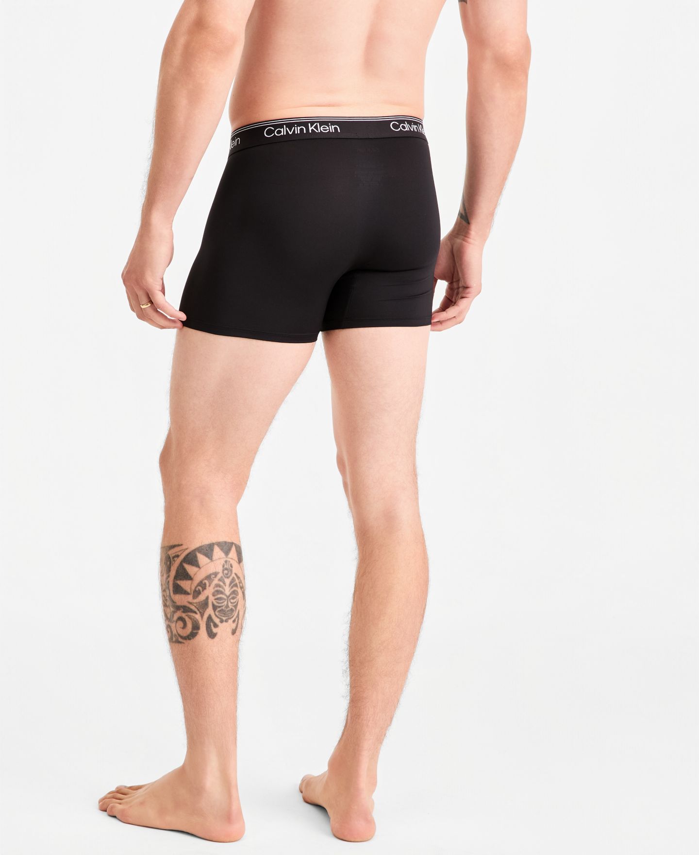Мужские эластичные трусы-боксеры Calvin Klein Icon, набор из 3 шт, цвет: Чёрный / С ромбами красный — фото 4