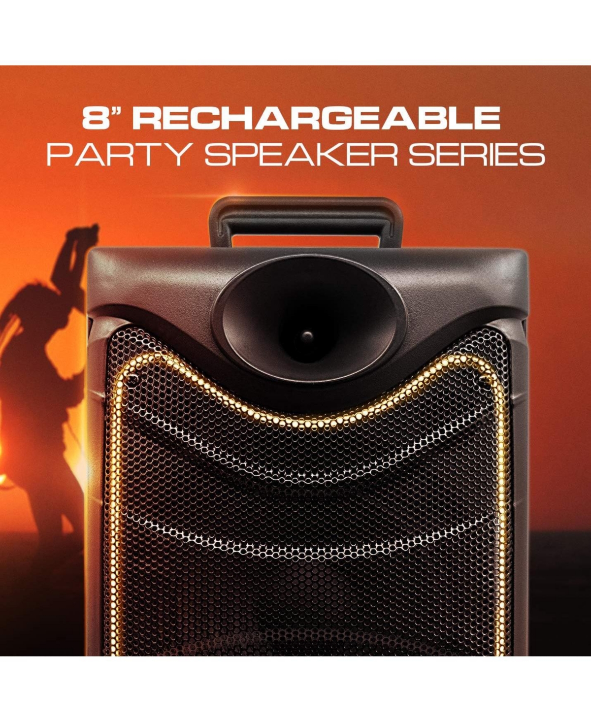 Dolphin Audio Bluetooth Karaoke Loudspeaker System with Dynamic Spin Led Lights and Microphone Dj Party Speaker