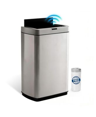 13 Gallon Butterfly Lid Stainless Steel Touchless Sensor Trash Can Includes 26 Bags with Silent Close for Kitchen