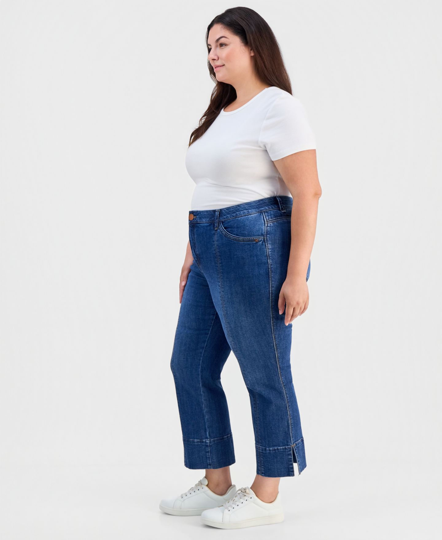 Женские джинсы Democracy Plus 26.5/19" "AB" Solution High Rise Kick Flare with Center Seam and Slit Hem, цвет: Синий — фото 6