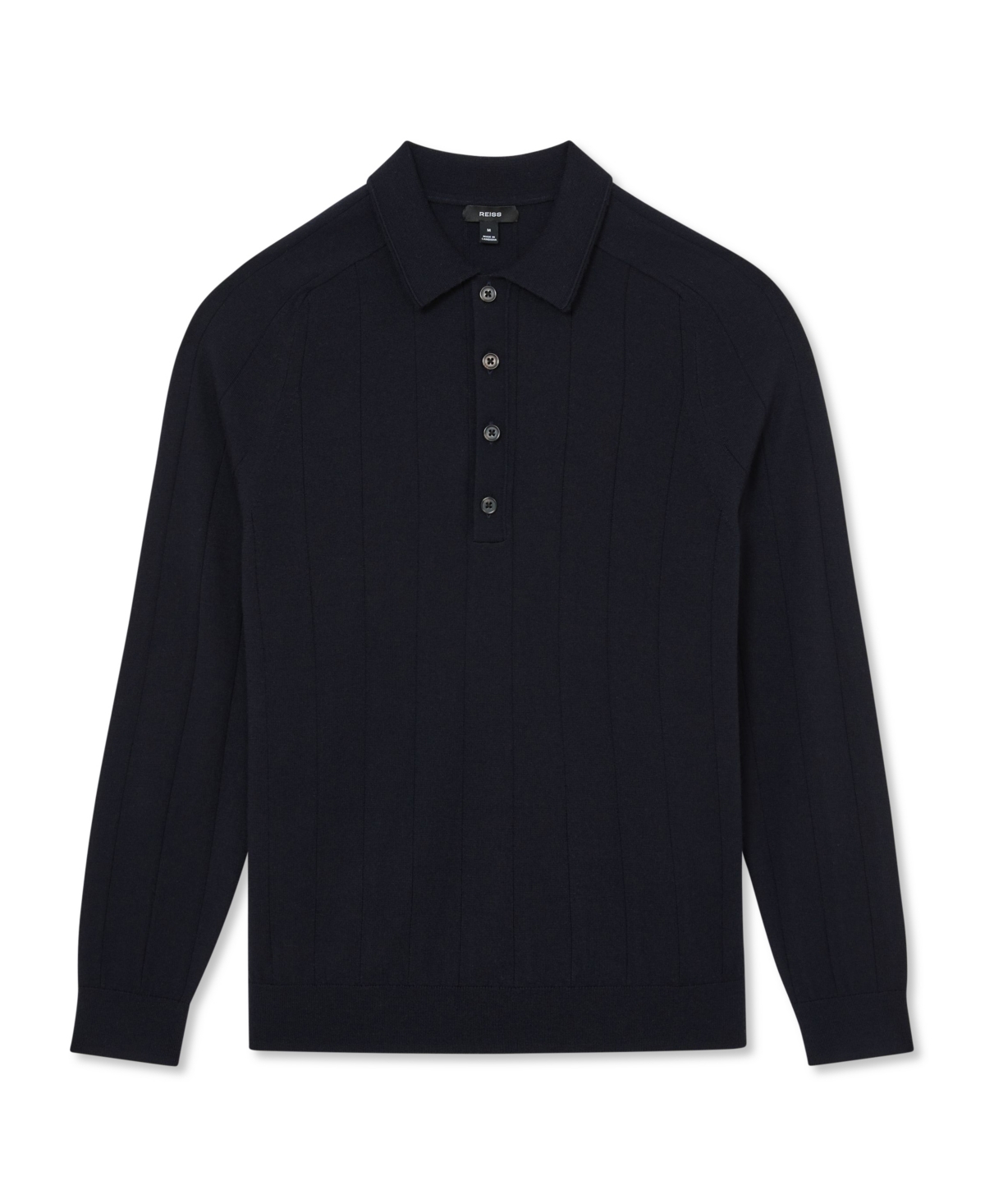 Reiss Men's Greyson Merino Wool Wide-Rib Polo Shirt