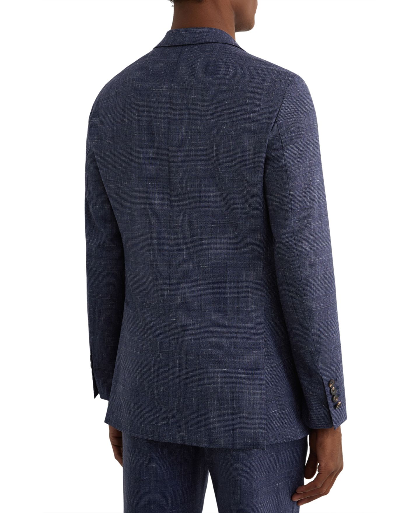 Мужской пиджак REISS Penso Wool-Blend Check Single-Breasted Classic-Fit Suit Blazer, цвет: Тёмно-синий — фото 5