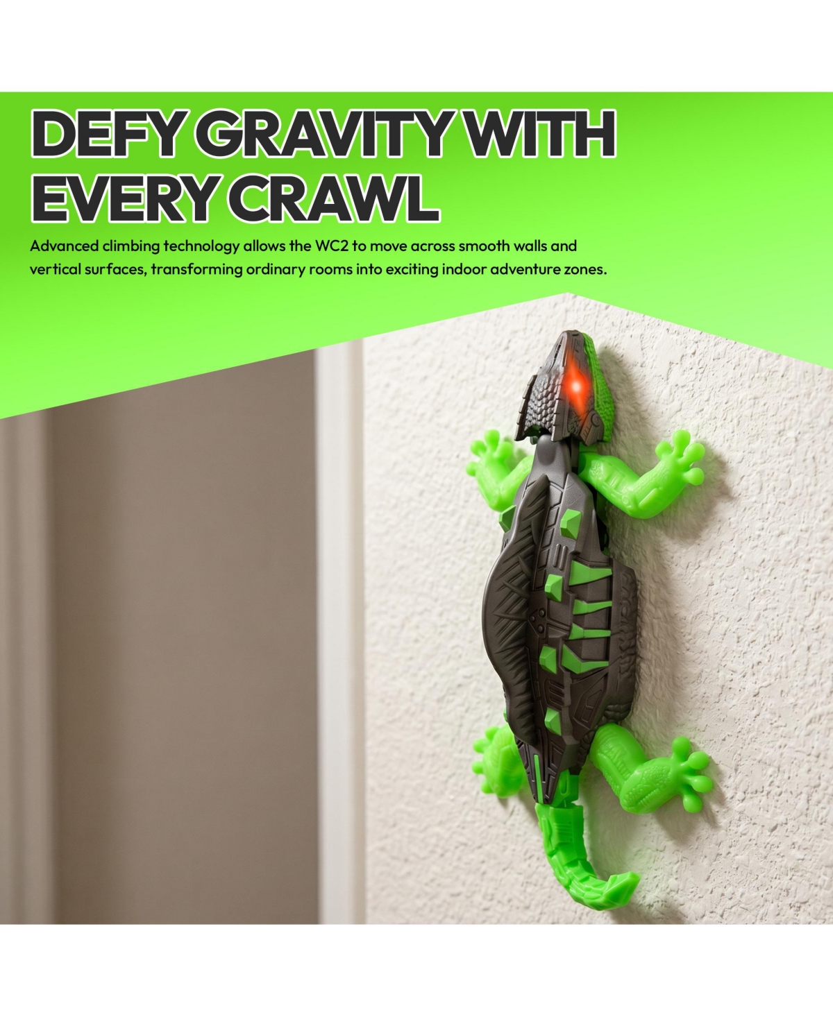Contixo Wall Climbing Rc Gecko with Glow-in-the-Dark Design, Led Eyes and Remote Control, Crawls on Floors, Walls, Ceilings and Glass, for Ages 3+