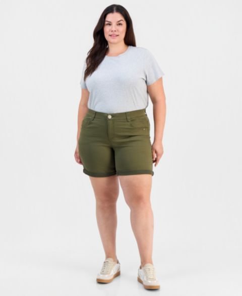 Женские шорты Democracy Trendy Plus Size AbSolution Mid-Rise, цвет: Тёмно-зелёный мох