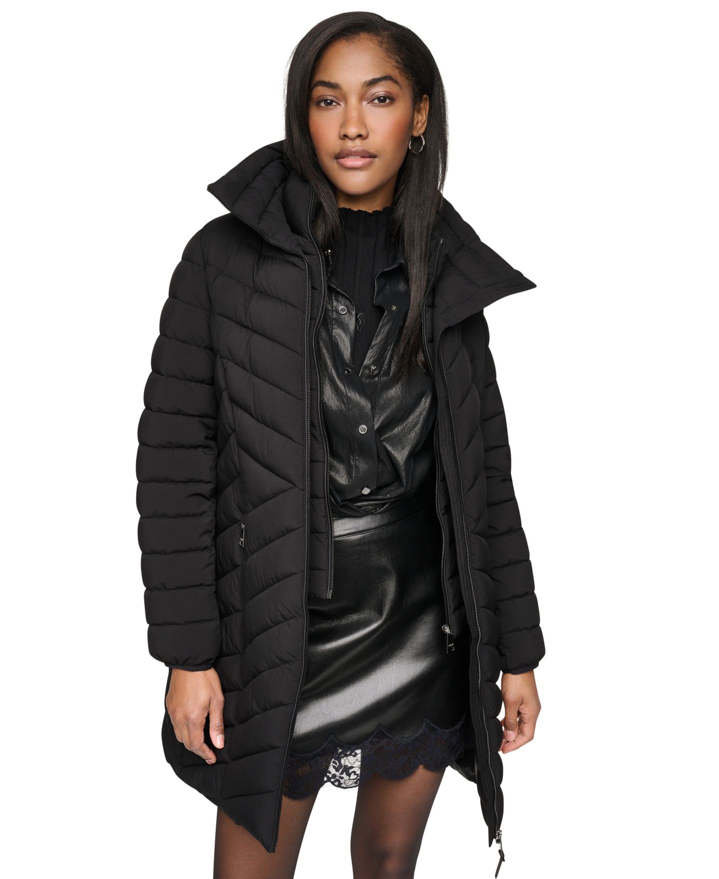 Женская куртка DKNY Bibbed Packable Puffer, цвет: Чёрный — фото 4