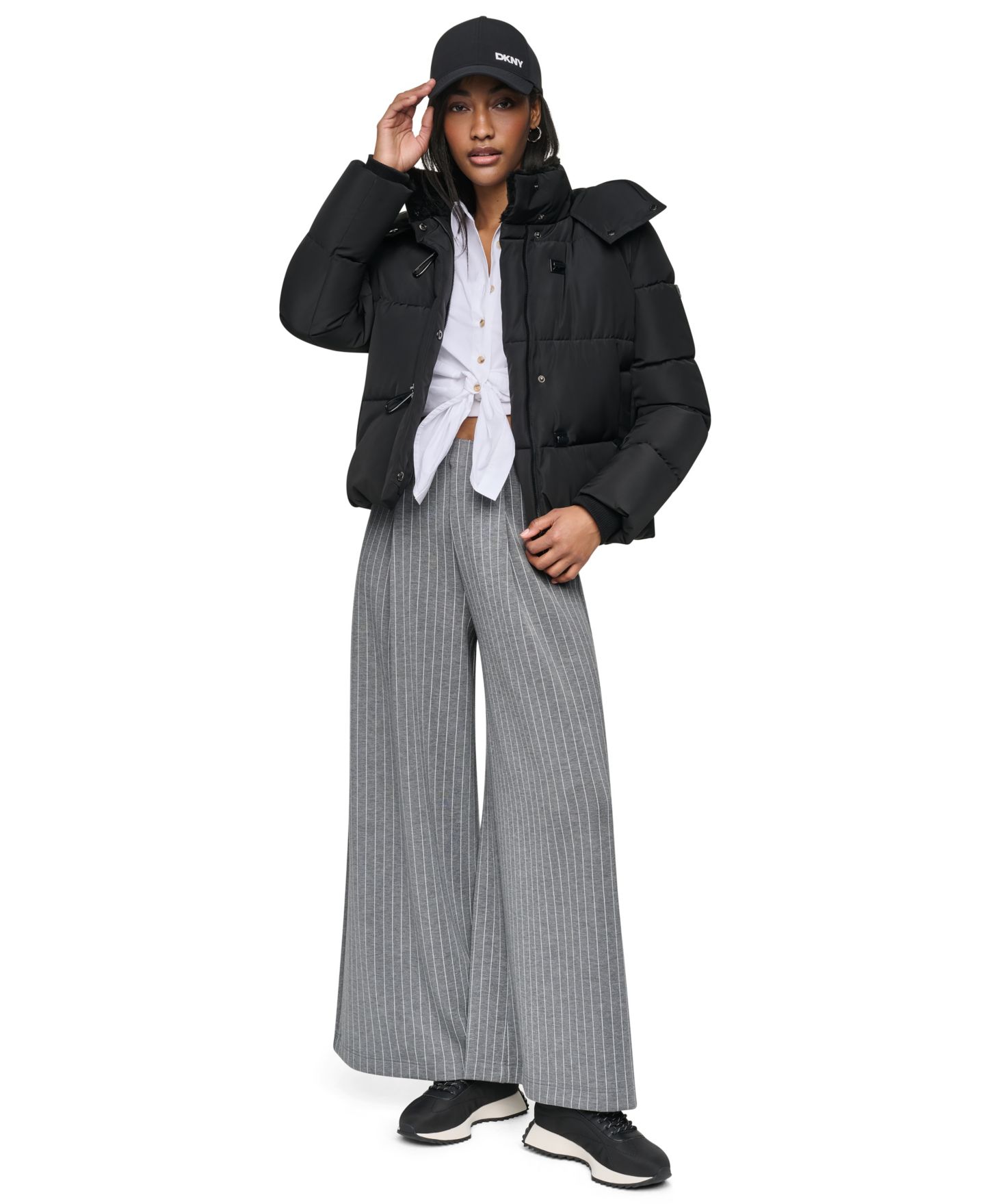 Женская куртка DKNY Short Toggle Stand Collar Puffer, цвет: Чёрный — фото 2