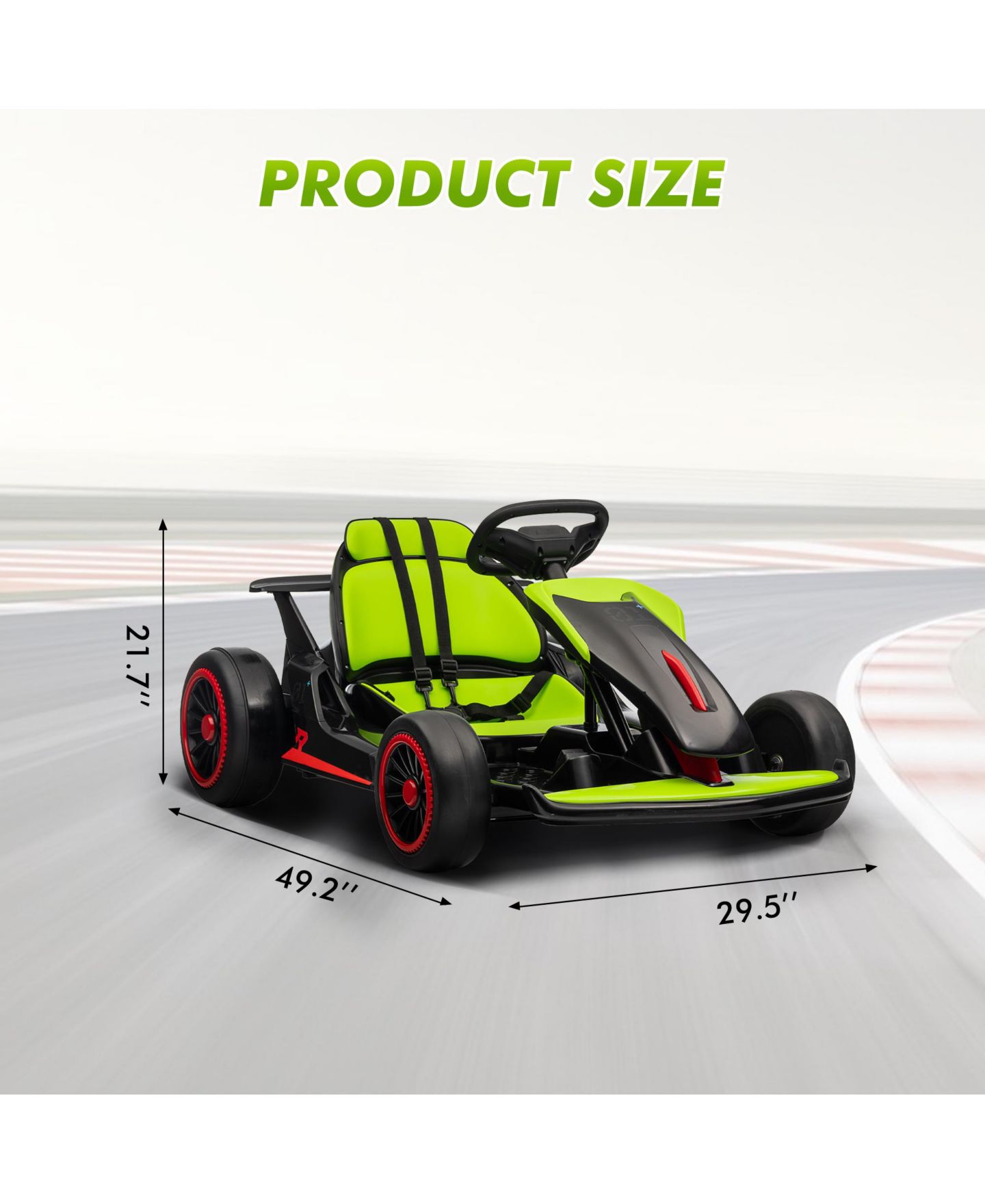 Детская игрушка homfan 49.6 x 26.6 x 11.0 Inch Kids Electric Drift Go Kart, 24V Battery Powered Racing Kart with 10 MPH Speed, 2 Motor for Outdoor Fun — фото 2