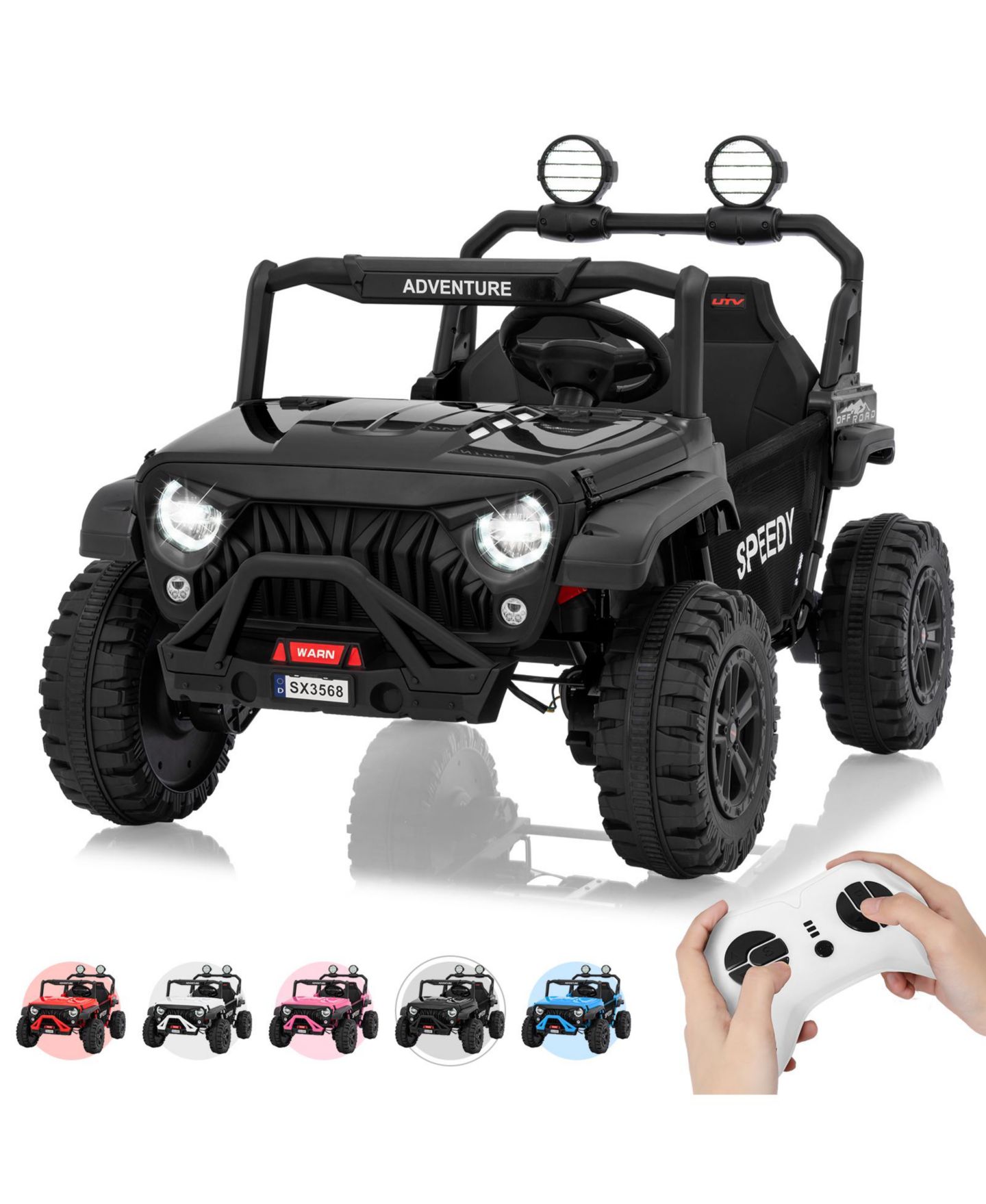 Детская игрушка homfan 24V Kids Electric Ride-On Car with Remote Control and LED Lights, 48.4"L x 31.1"W x 32.6"H, Metal Frame, Ages 3-6, цвет: Чёрный — фото 7