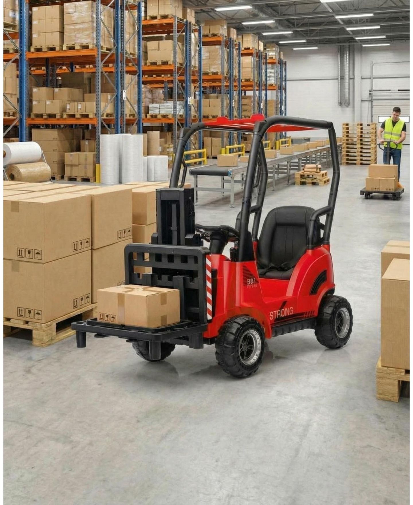 Детская игрушка homfan 12V Electric Kids Forklift Ride-On Car with Remote Control and Liftable Fork, 66-Lb Capacity, Ages 3-7, цвет: Красный — фото 4