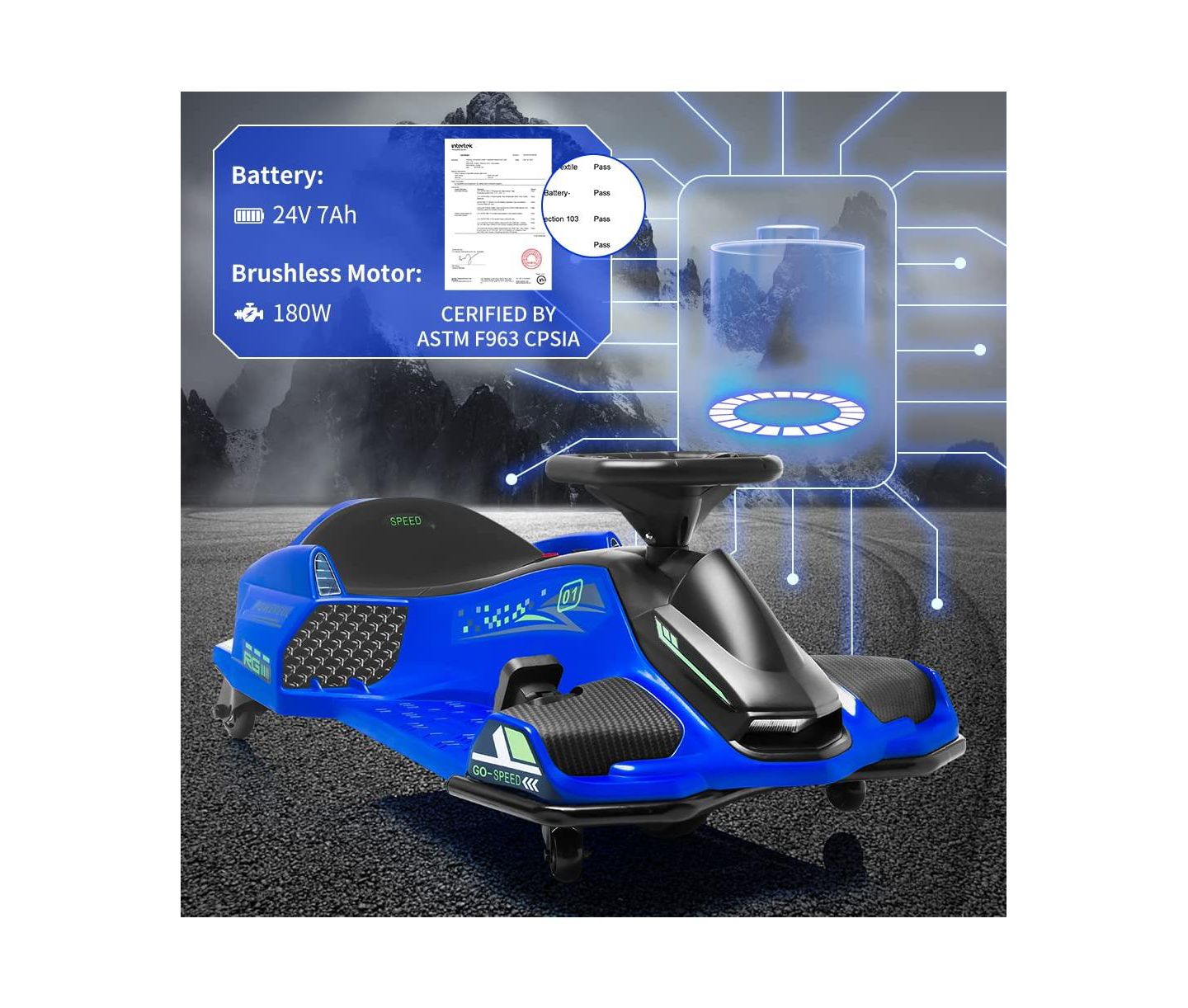 Детская игрушка homfan Ride On Drift Kart 24V Electric Go Kart, 110 lbs Capacity, Ages 8-12 — фото 5