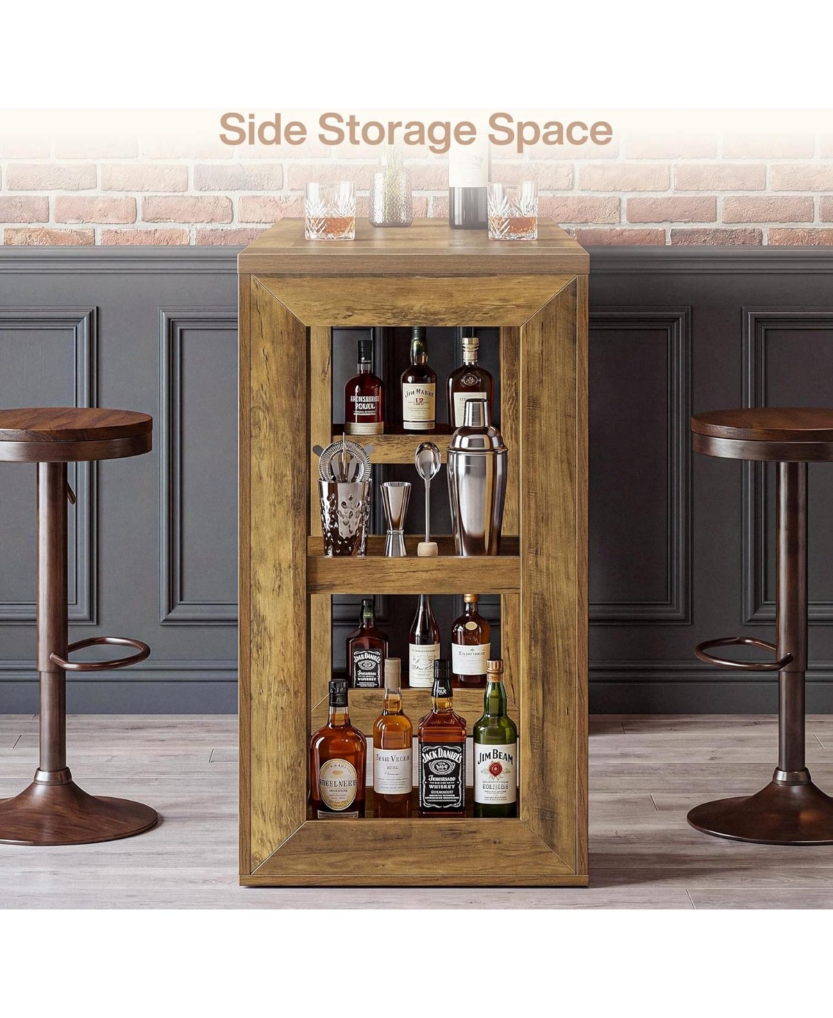 Tribesigns 70.87-Inch Extra Long Bar Height Table, Farmhouse Bar Table with Open Storage Shelves, Rectangular High Top Pub Tables