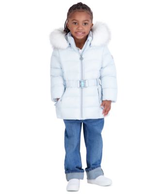 Toddler Girls' 2T-5T Belted Stadium Length MK Logo Long-Sleeve Jacket