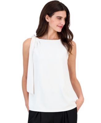 Petite Tie-Shoulder Sleeveless Blouse