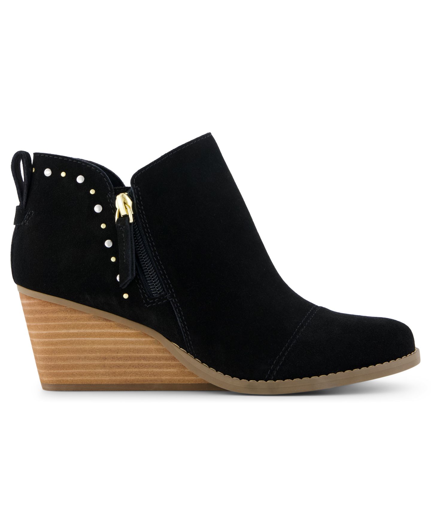 Женские ботинки TOMS Goldie Zipper Wedge Booties, цвет: Чёрный замшевый — фото 2