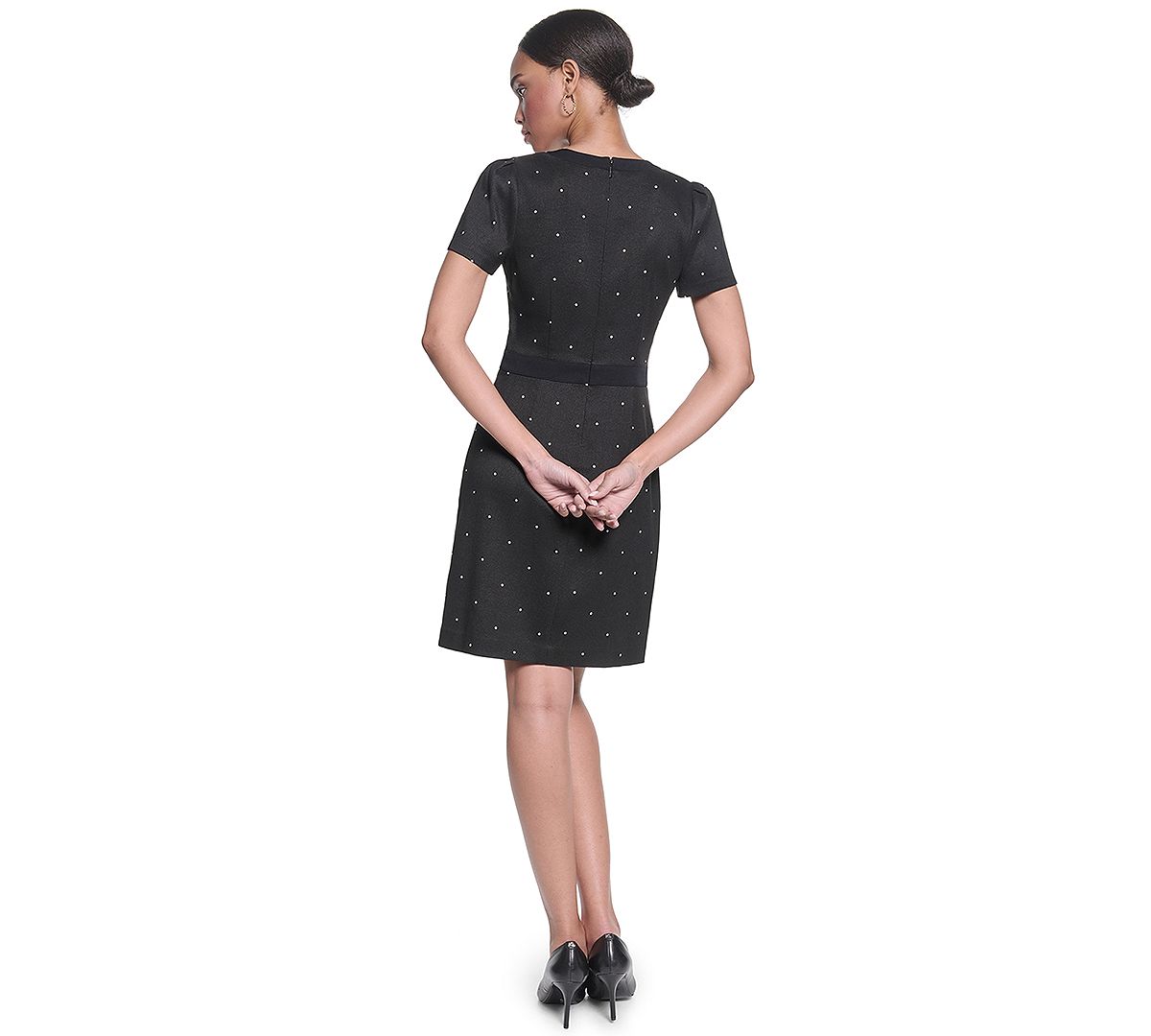 KARL LAGERFELD PARIS Women's Mini Polka Dot Sheath Short Dress view 5 — MAYCSS fashion products