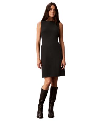 Women's Sleeveless Boat Neck Flared Mini Dress