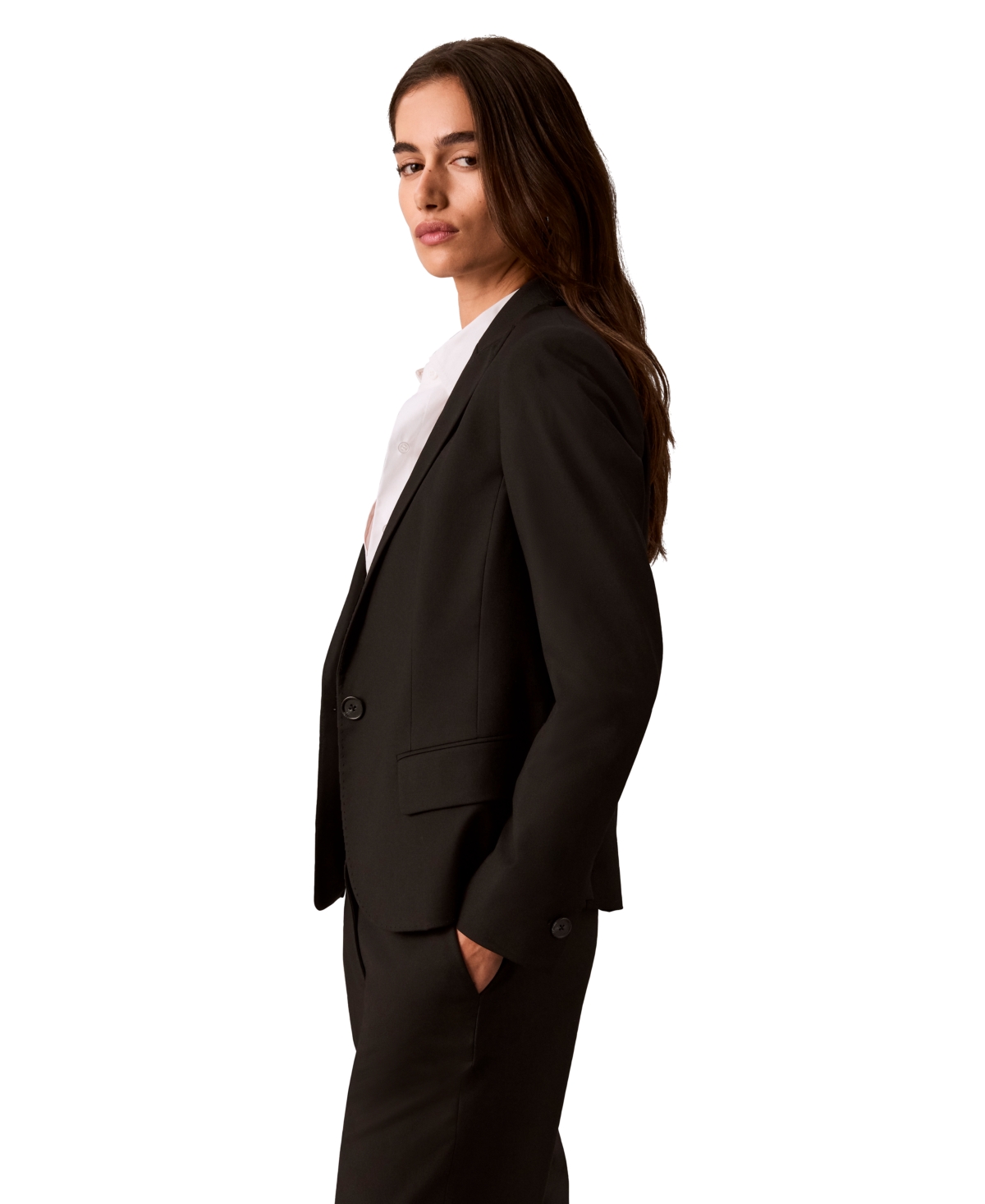 Calvin Klein Women's One-Button Peak Lapel Jacket