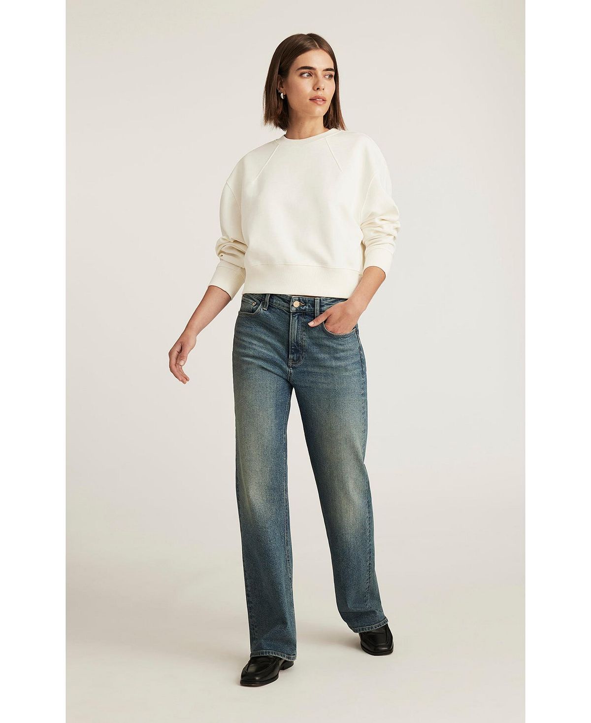 Mavi Jeans Women's Taylor High Rise Straight Leg In Mid Used Gold Premium view 4 — MAYCSS fashion products