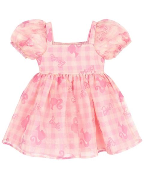 Платье Barbie Short Sleeve Flare Dress для девочек, цвет: Розовый