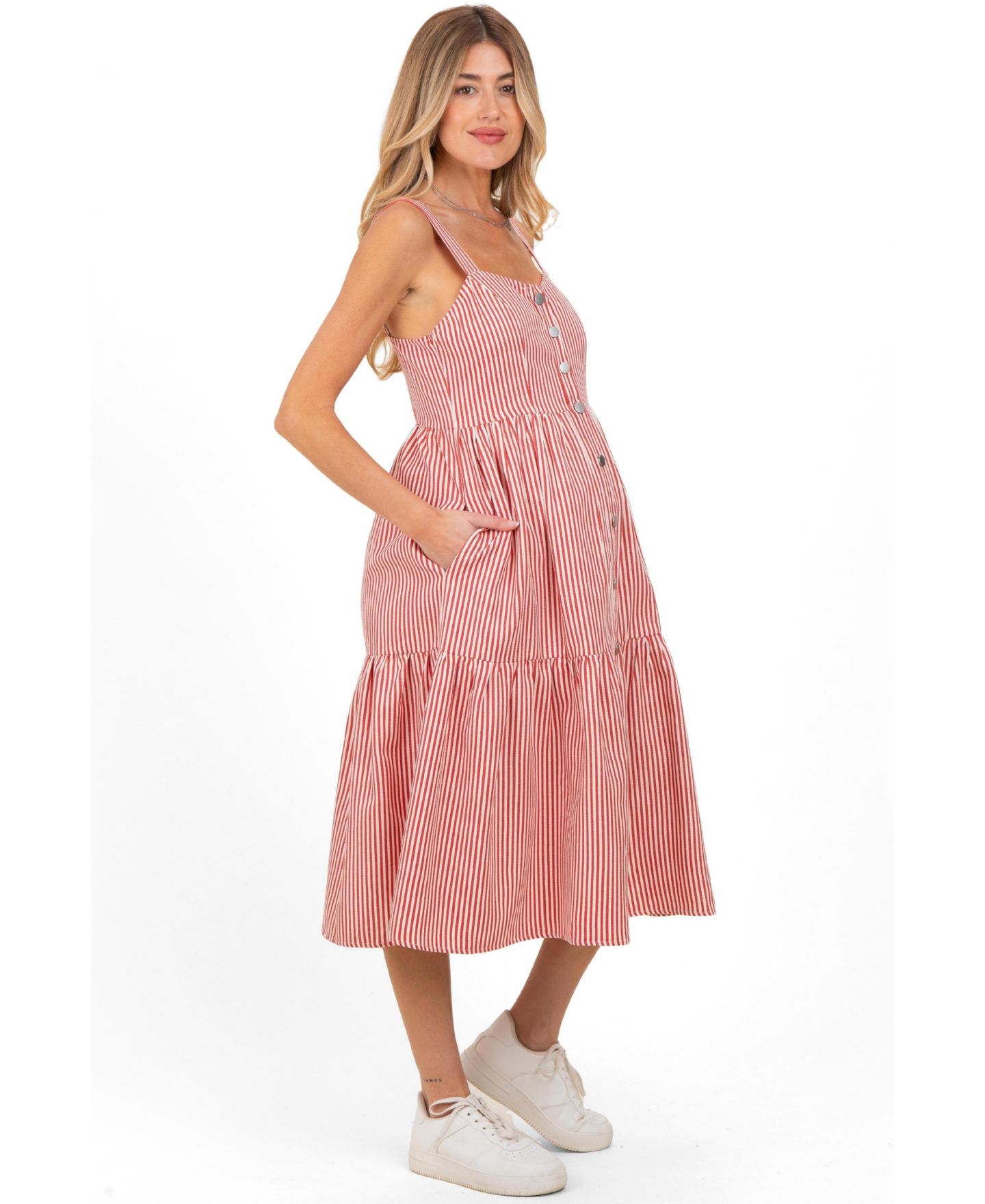 Женское платье Pinkblush Red Striped Tiered Overall, цвет: Красный — фото 4