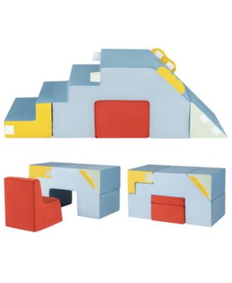 Toddler Children's Foam Play Block Set with Velvet Covers, Table and Chair Design