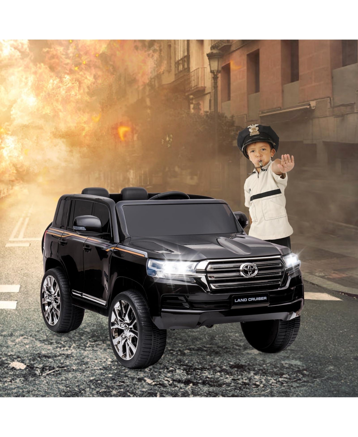homfan Licensed Toyota Land Cruiser 2 Seater Remote Control Ride-On Car, 66 lb. Capacity, Ages 3+