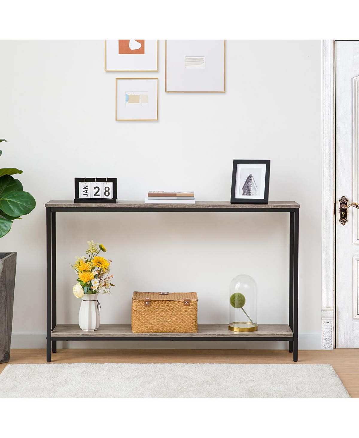 Slickblue Entryway Narrow Console Table with Open Storage Shelf