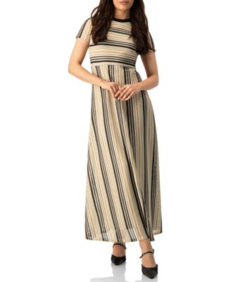 Women's Chevron Stripe Crochet Knit Maxi Dress