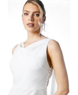 ivory dresses for wedding guest Sheath/Column V-Neck Square Neck Long Dress combining understated elegance with refined simplicity for a polished and graceful appearance. Amorya Women Elegant Cream White