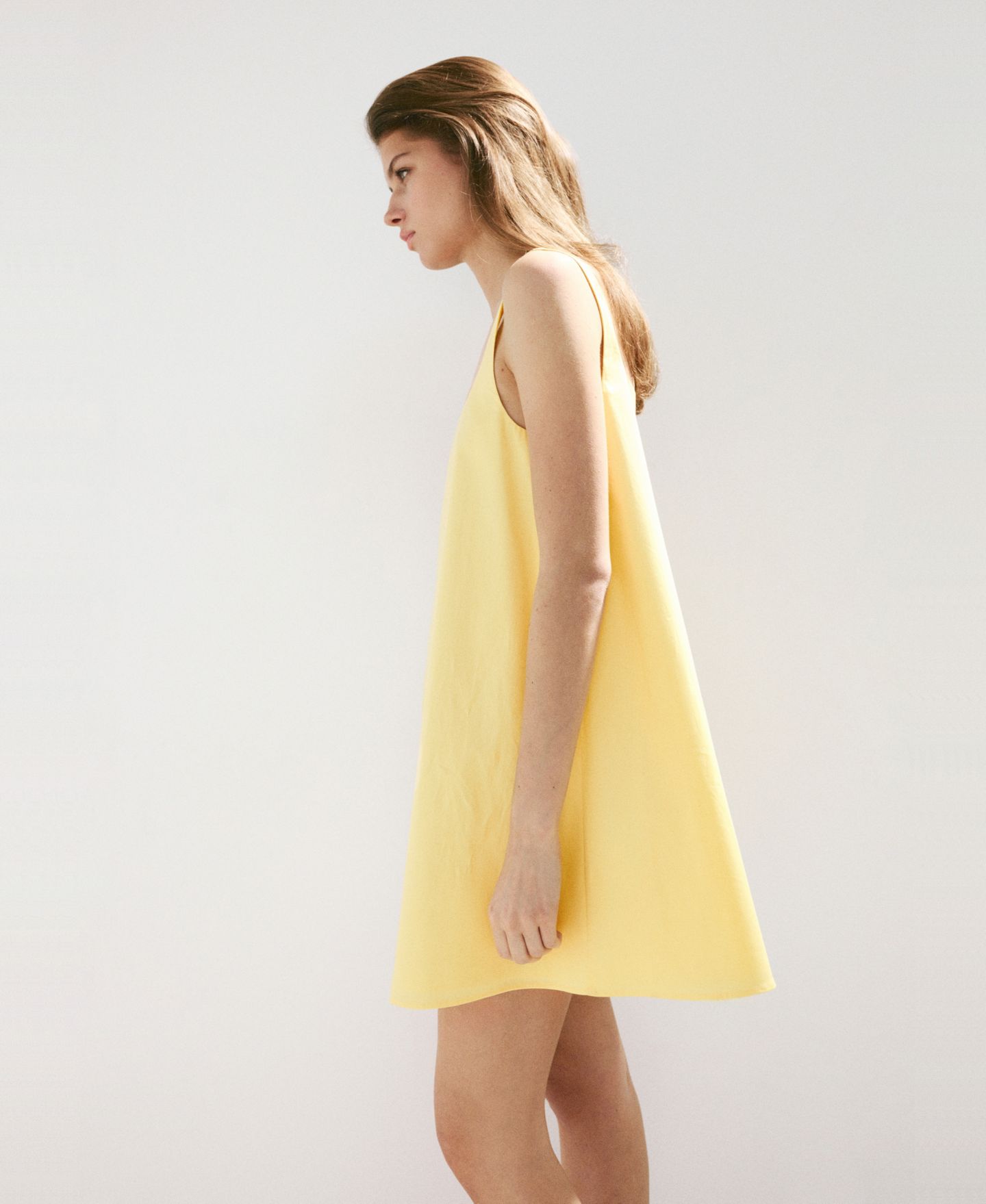 Женское платье Mango Flared Cotton, цвет: Светлый пастельный жёлтый — фото 3