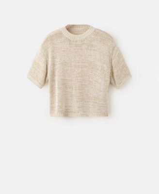 Women's Short-Sleeve Heathered Knit Sweater