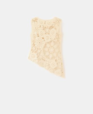 Women's Lace Pattern Floral Knitted Top