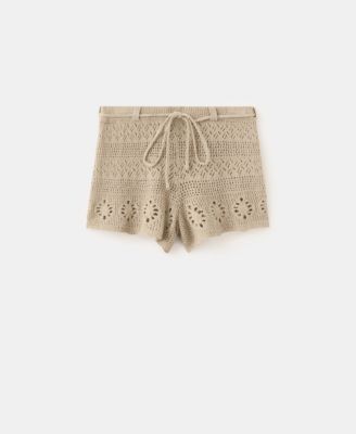 Women's Belt Crocheted Shorts