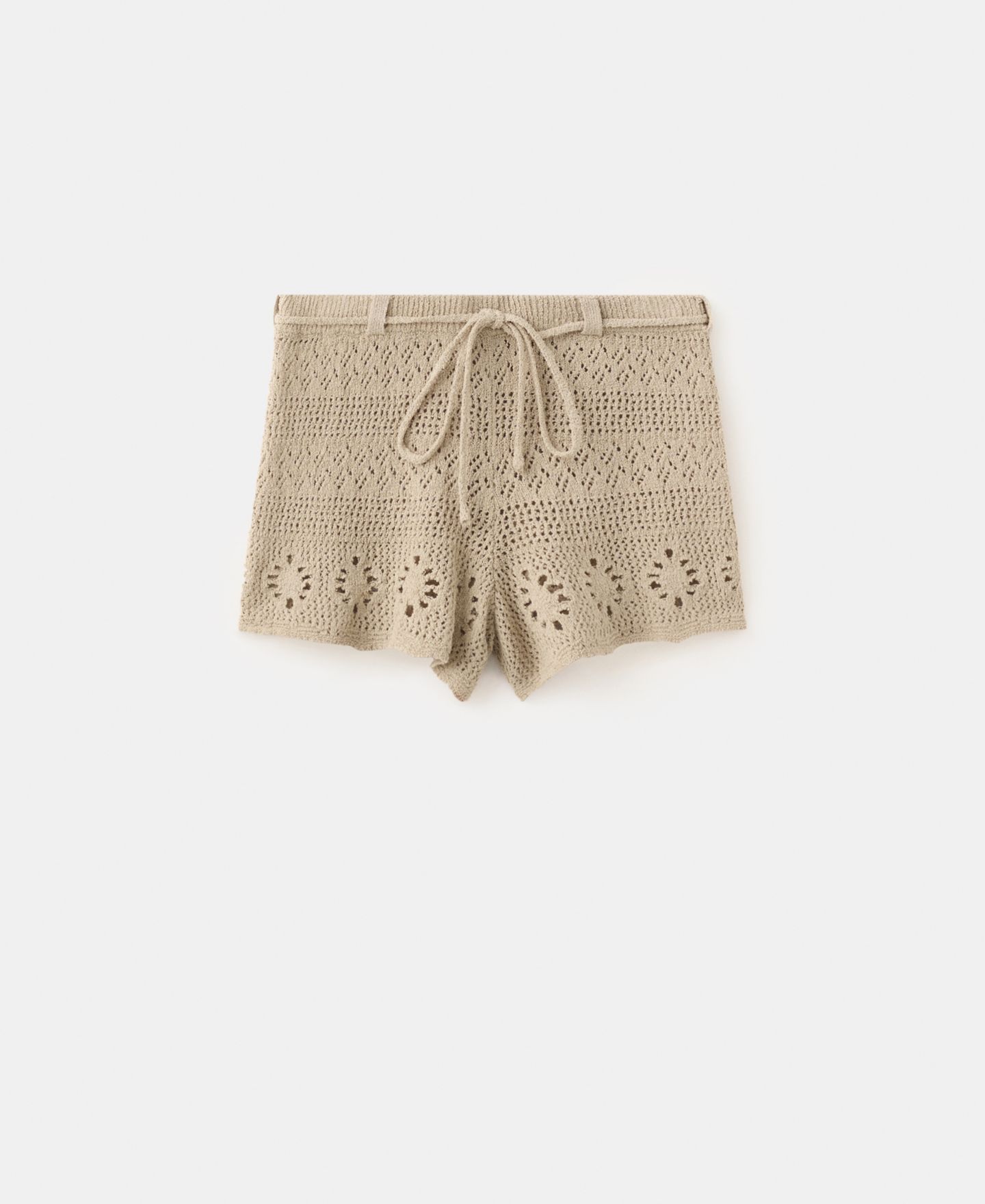 Женские шорты MANGO Belt Crocheted, цвет: Пастельный коричневый — фото 1