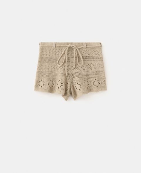 Женские шорты Mango Belt Crocheted, цвет: Пастельный коричневый