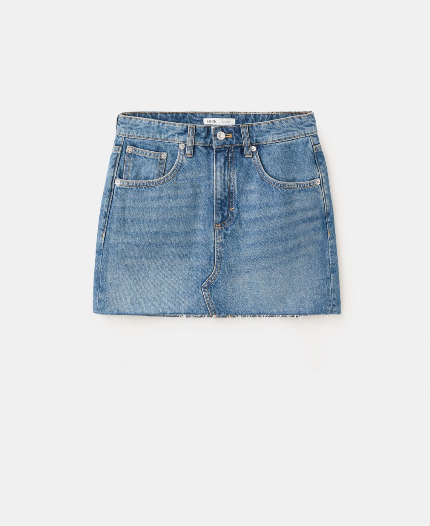 Женская юбка Mango Mid-Rise Denim Skirt, цвет: Синий — фото 2